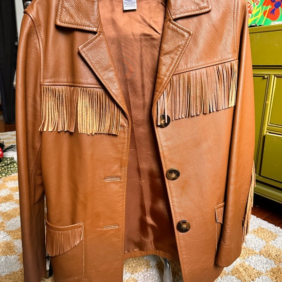 Pendleton Tan Brown Leather Fringe Jacket - Picture 2 of 5
